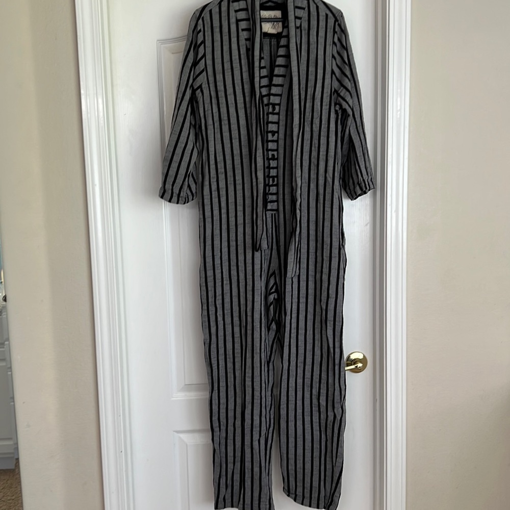 Striped Gray and Black Jumpsuit